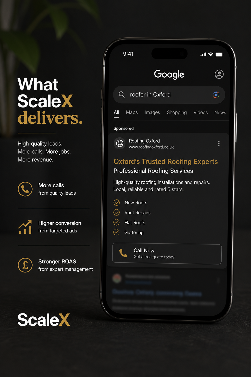 ScaleX campaign results on mobile — real leads for UK service businesses